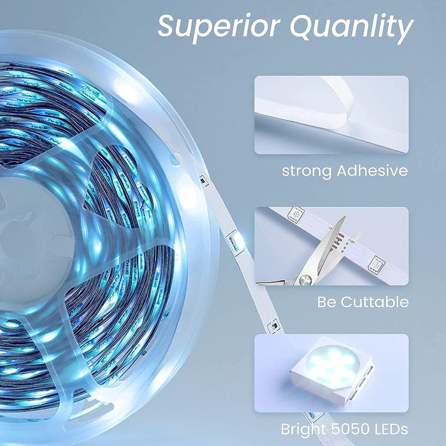 TJOY 100ft Smart Led Strip Lights for Bedroom, Work with Alexa, RGB Color Changing Music Sync Led Lights with App Remote,Multi-Color Wireless Led Strip Lighting for Bedroom (APP+Remote+Voice)