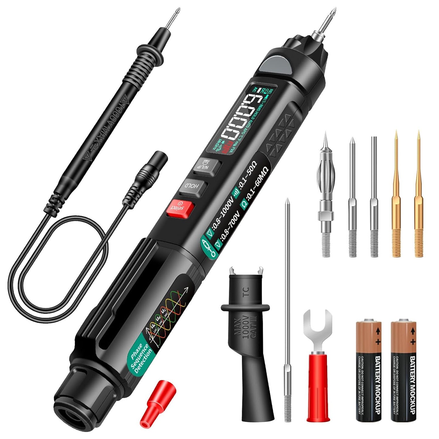 ANENG Pen Type Digital Multimeter, 6000 Count AC/DC Voltage Tester with NCV | Measures Current,Resistance,Continuity,Capacitance,Diodes with Non-Contact Voltage Sensor,Live Wire Electrical Tools
