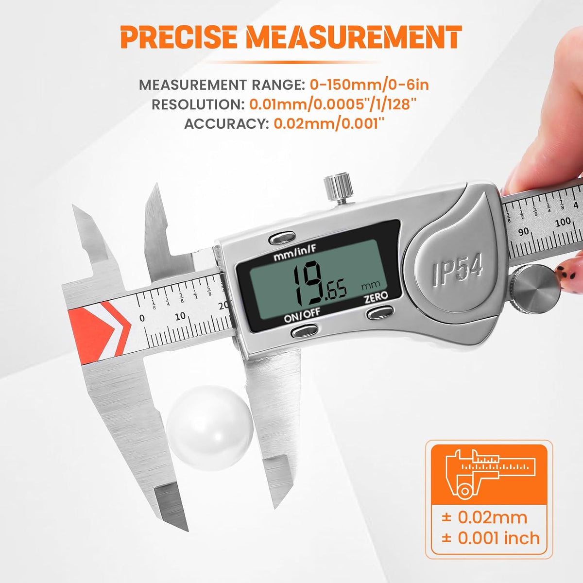 HARDELL Digital Caliper, IP54 Waterproof Caliper Measuring Tool with 3-Batteries & Extra Cover, All Stainless Steel Heavy-Duty Vernier Caliper Micrometer, Inch/MM/Fraction for DIY/3D-Printing