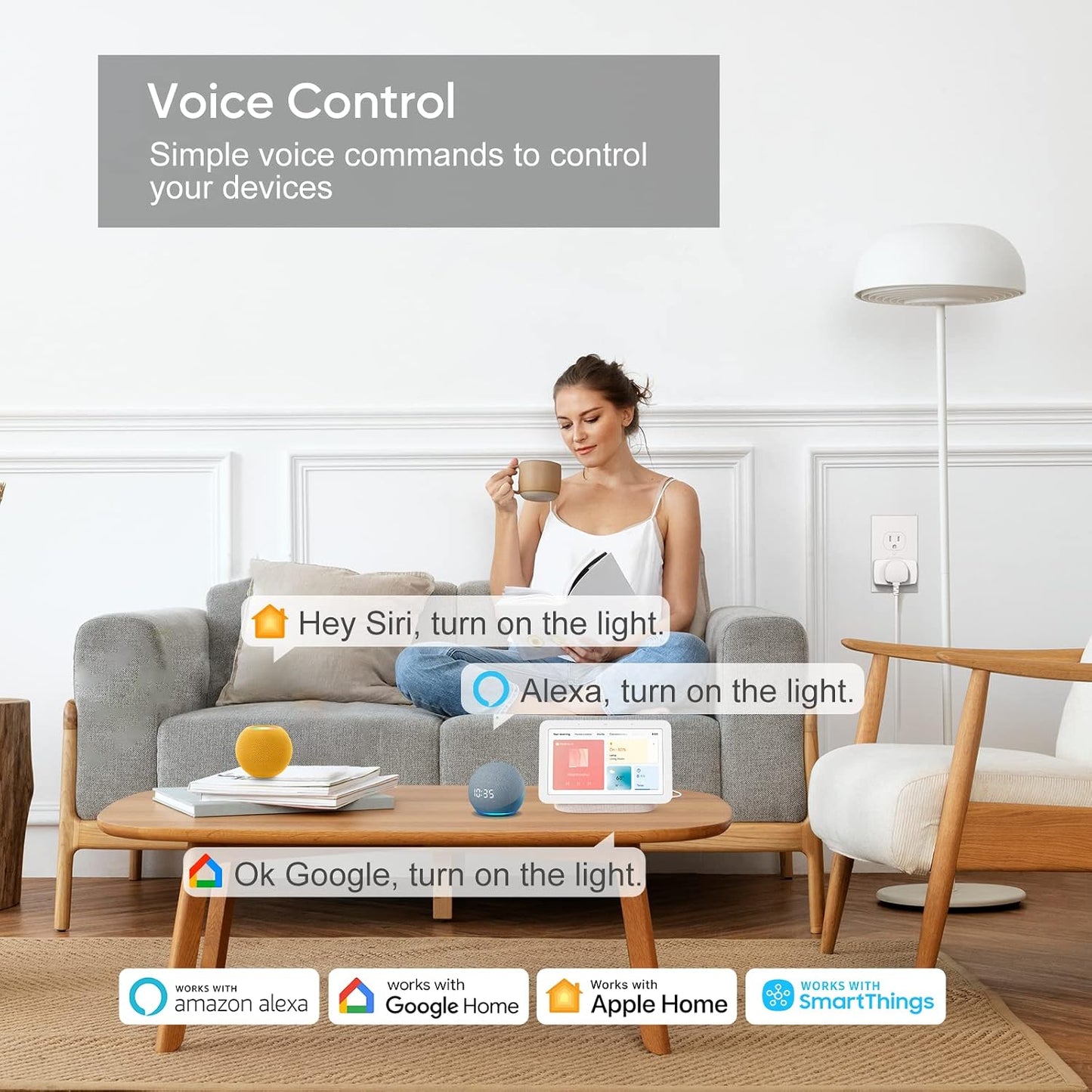 Onvis Matter Over Thread Smart Plug, Smart Mini Outlet, Works with Apple Home, Alexa & Google Home, 15A/1800W （2 Pack）