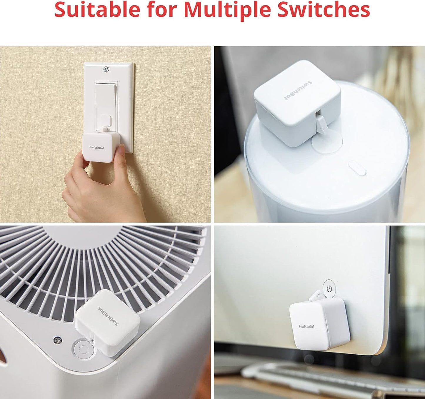 Switchbot Smart Switch Button Pusher (Bluetooth) – Fingerbot for Rocker Switch/One-Way Buttons, App Timer Control, No Wiring, Optional Hub Required for Voice/Remote, White