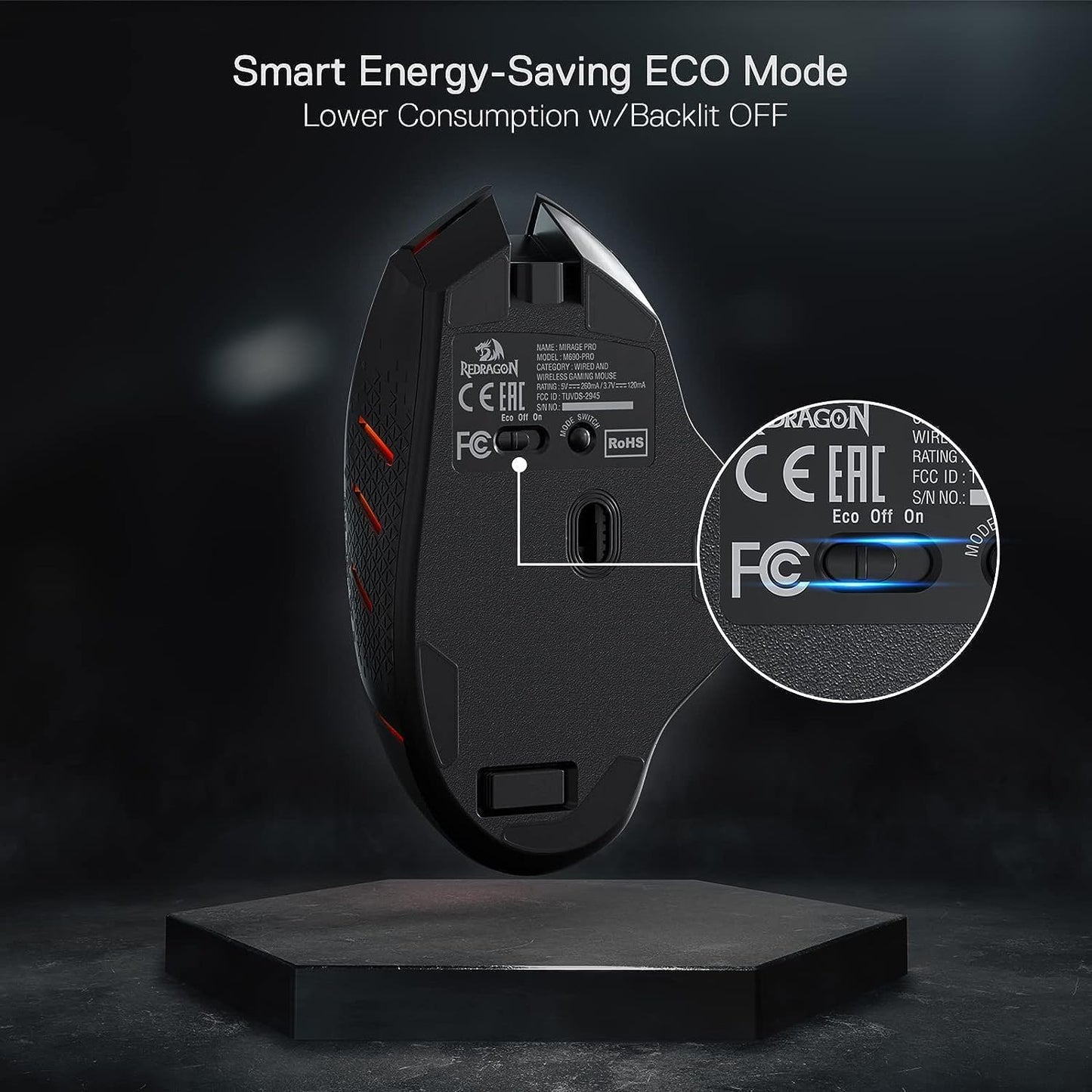 Redragon M690 PRO Wireless RGB Gaming Mouse 8000 DPI Remapping Keys | Cable-Free 0 Delay, Rapid-Fire Macro Keybinds, Vibing Backlight, Ergonomic Grip Body Comfort