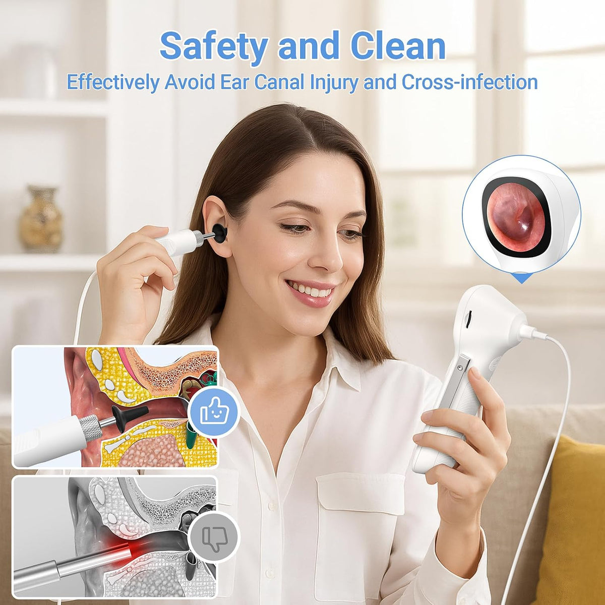 Digital Otoscope with Light, 1.45" IPS Display Ear Scope, 3.9mm Ear Camera | 8GB Card, No App Needed, Photo & Video, Ear Wax Removal Kit, Otoscope With Light for Family, Ear Camera with Extention Cable