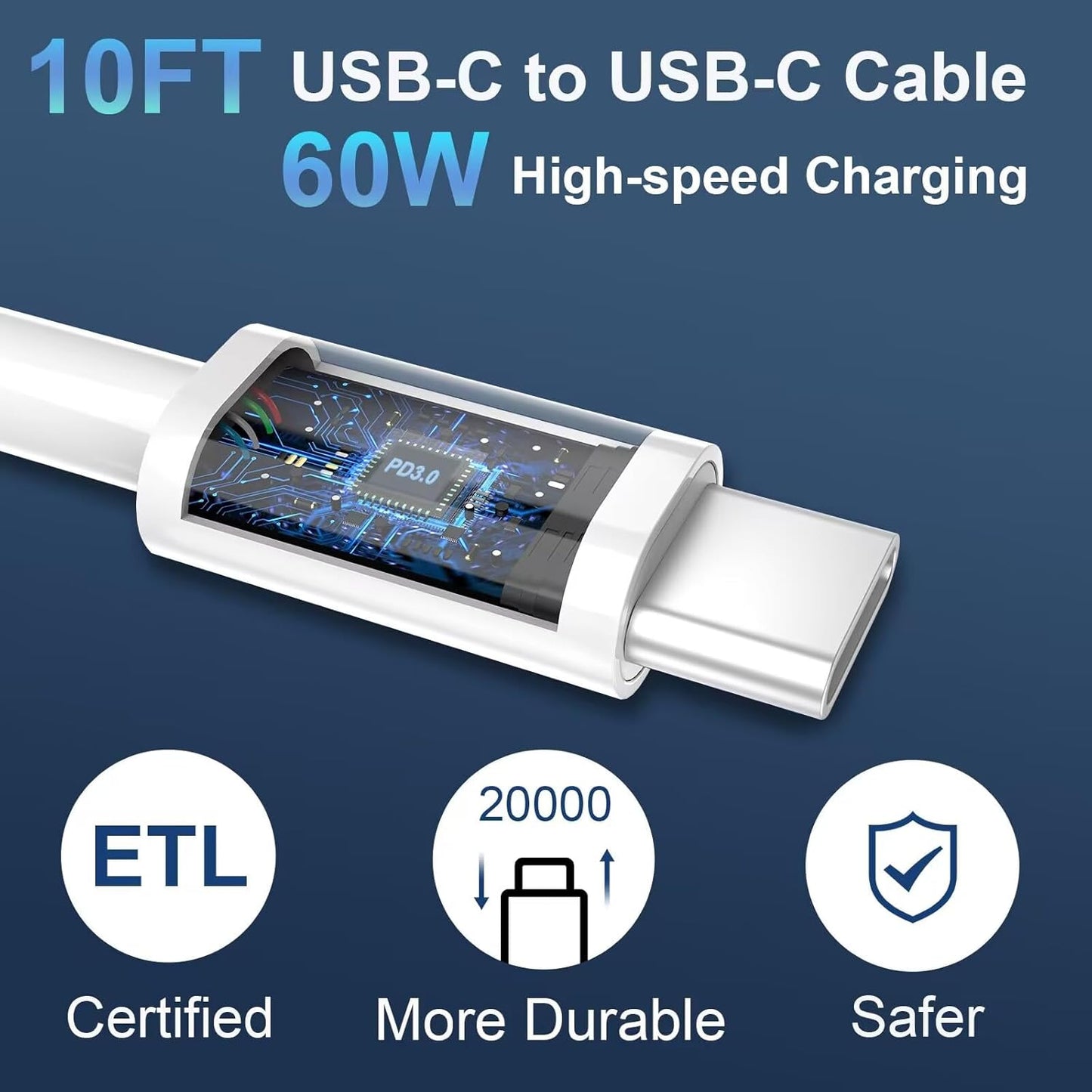 iPhone 17 16 15 Charger Fast Charging Cord 10FT Long USB C Charging Cable with 20W Type C Charger Block for iPhone 17 Pro Max/17 Pro/17/Air, 16 15 Pro Max/16 15 Pro/16 15,iPad Pro/Air, Android Phone