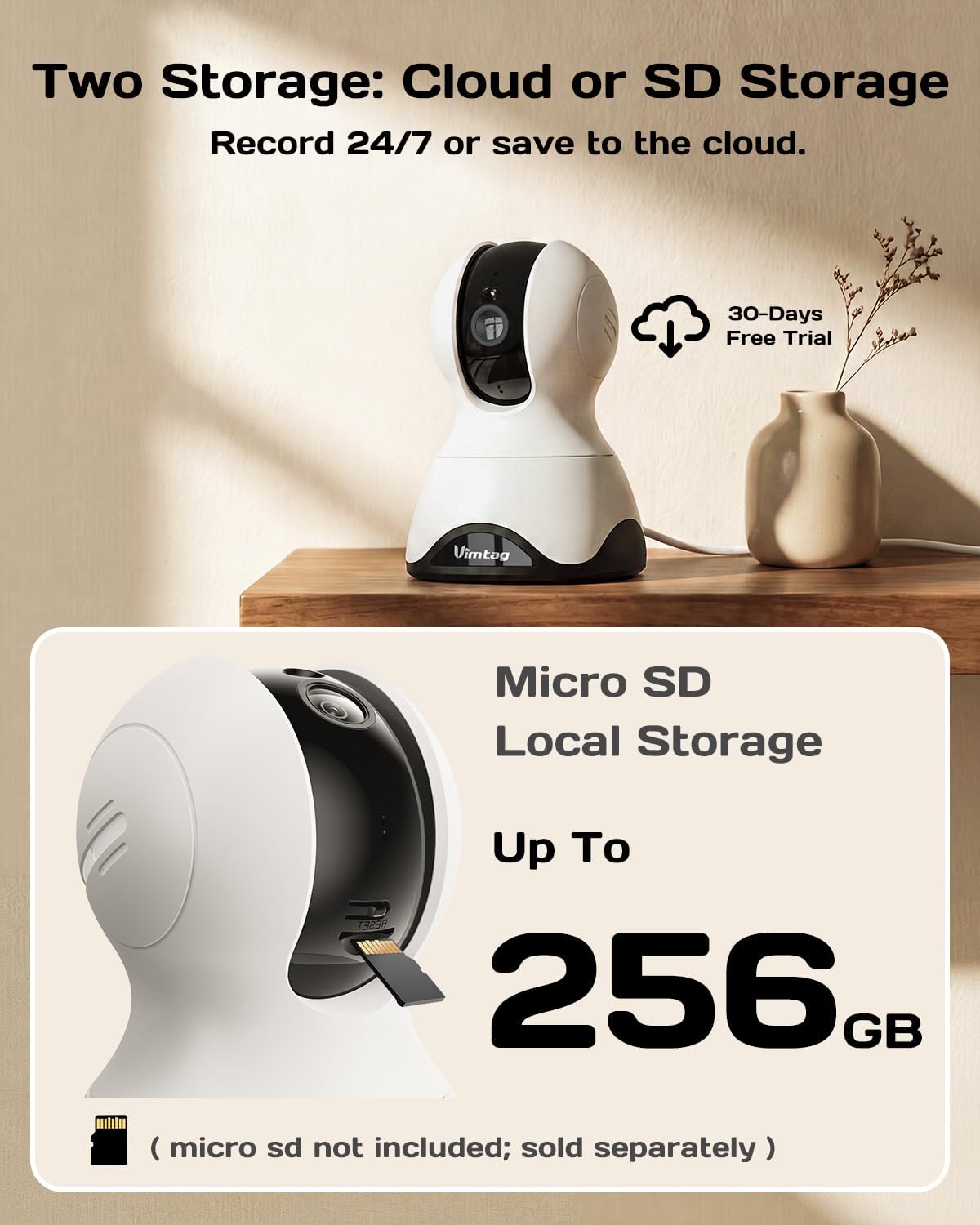 VIMTAG 4K 8MP UHD Indoor Camera Pet/Dog/Cat/Baby/Nanny/Home Security Camera