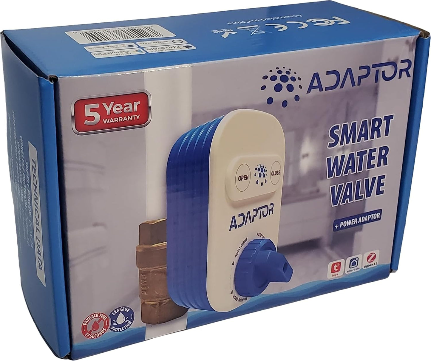 Zigbee Smart Water Shut Off Valve 3/4 Inch Leak Defense (Hub Req) | Automatic pipeline shutoff actuator, smart home flood security system, 17 seconds emergency trigger, solid brass housing
