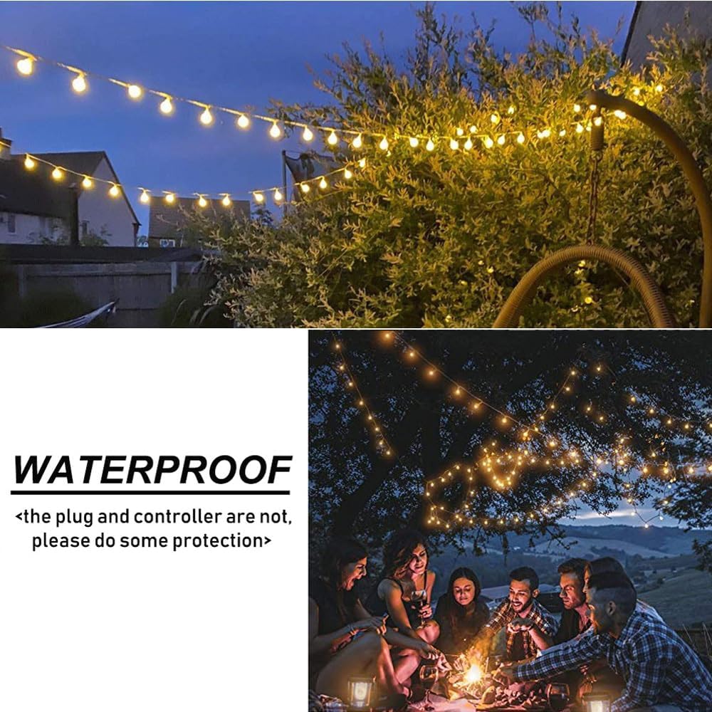 Mocalido 40ft Globe String Lights Battery Operated Outdoor, 80 LEDs Hanging Lights with Remote, Warm White & Multicolor Waterproof for Outside Indoor Camping Tent Decor