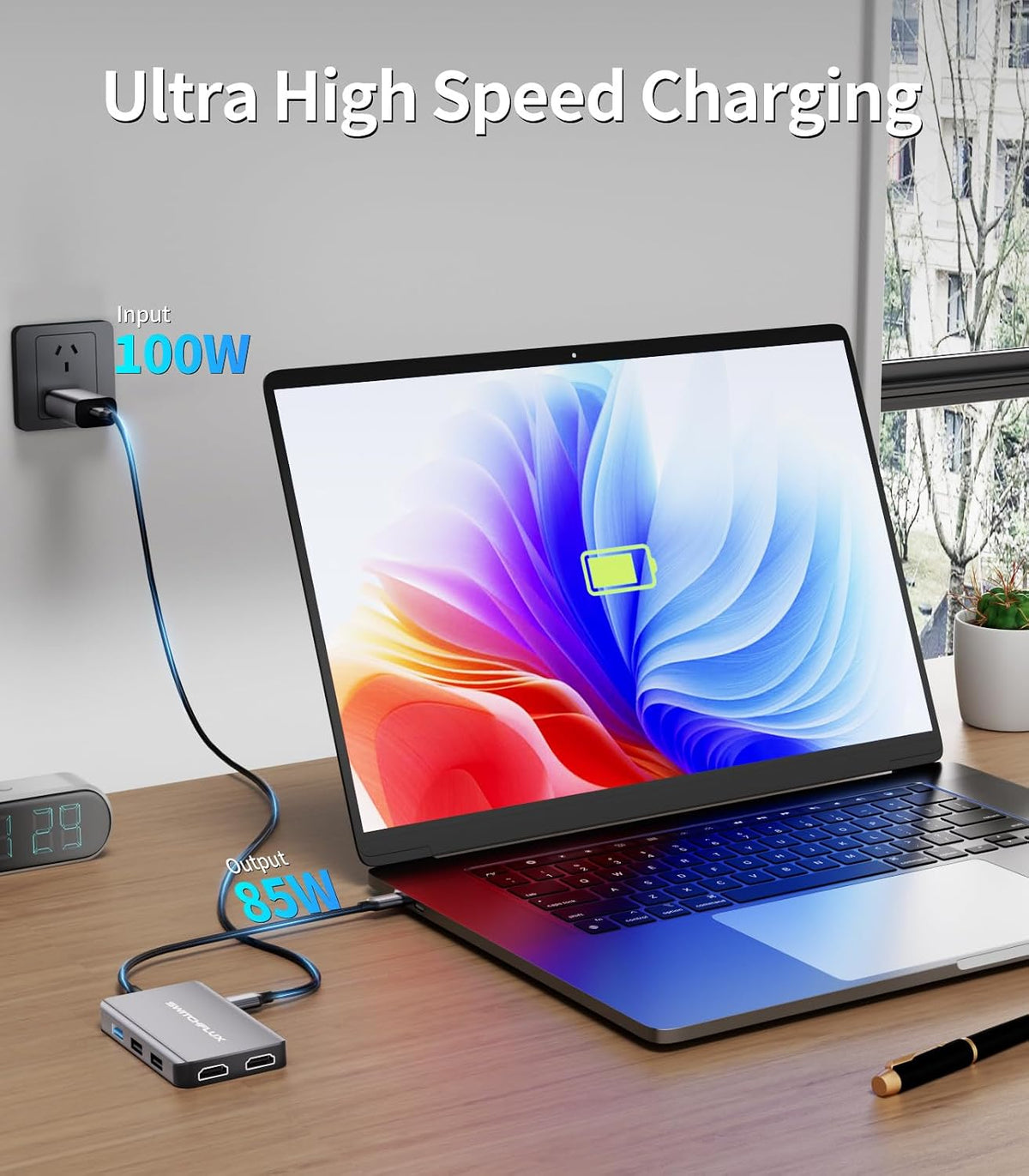Laptop Docking Station Dual Monitor, USB C to Dual HDMI Adapter