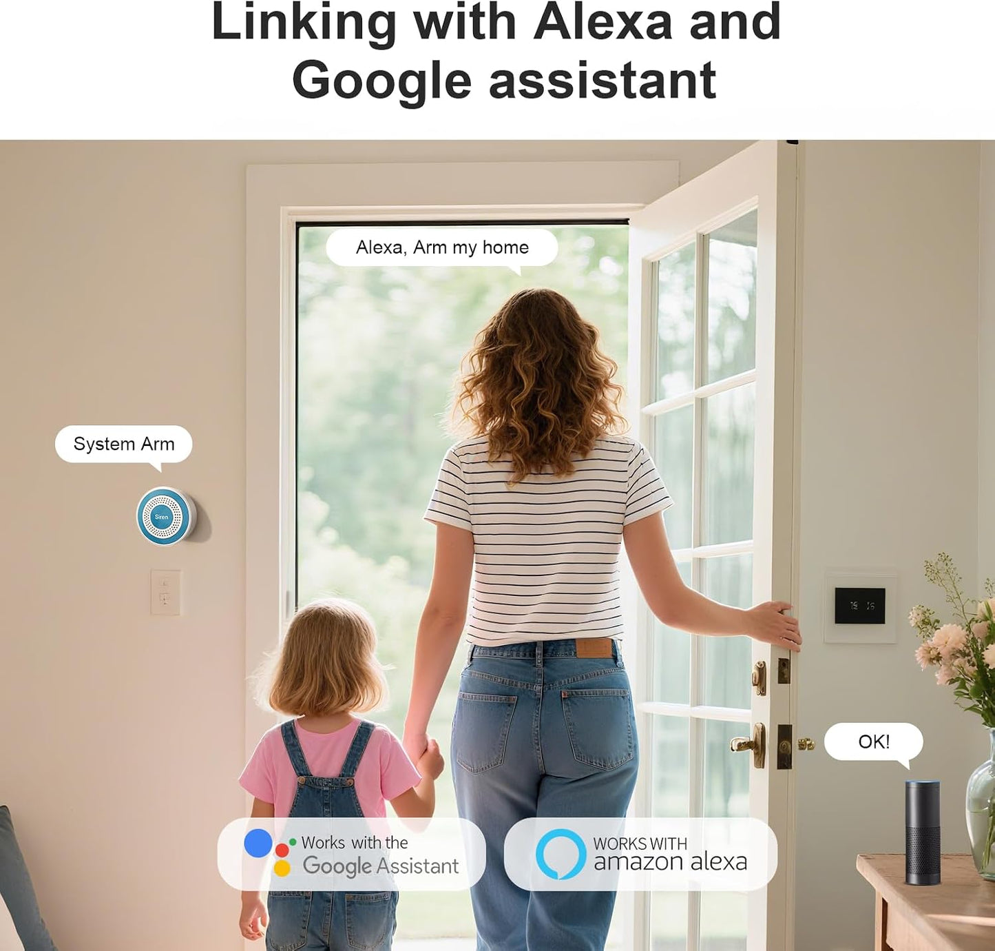 Home Security System with Smart Life or Tuya Instant App Alerts and Instant App Alerts,WiFi+4G Compatible with Alexa and Google DIY Alarm System Kit,Door/Window &amp; Motion Sensors,for Apartment