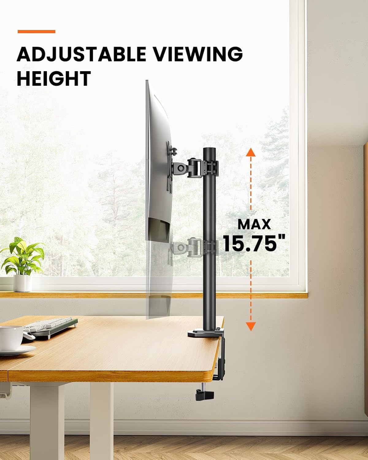 Ergear Single Monitor Mount for 13-32 Inch Screens,17.6 lbs Capacity | Steel pole design,tilt, swivel, rotation,cable clips,desk space saving, home office setup, VESA 75x75/100x100mm