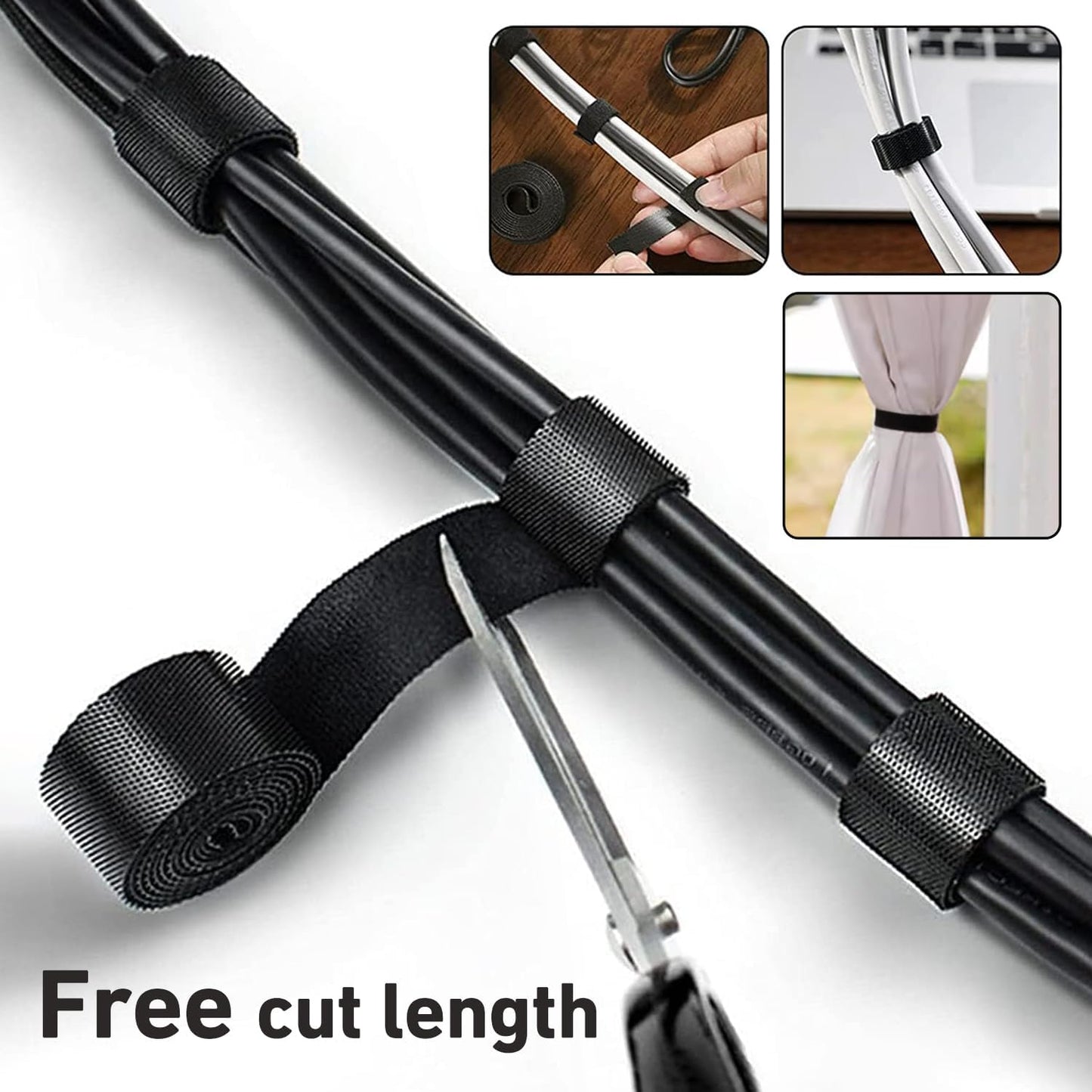 Hitotsu 164ft x1/2 inch Reusable Fastening Cable Ties, 2x82ft/Roll | Double-Sided Hook Loop Roll,Self-Gripping Strips,Multi-Purpose Wrap Fasteners for Office,Home,Data Center,Wire Bundling