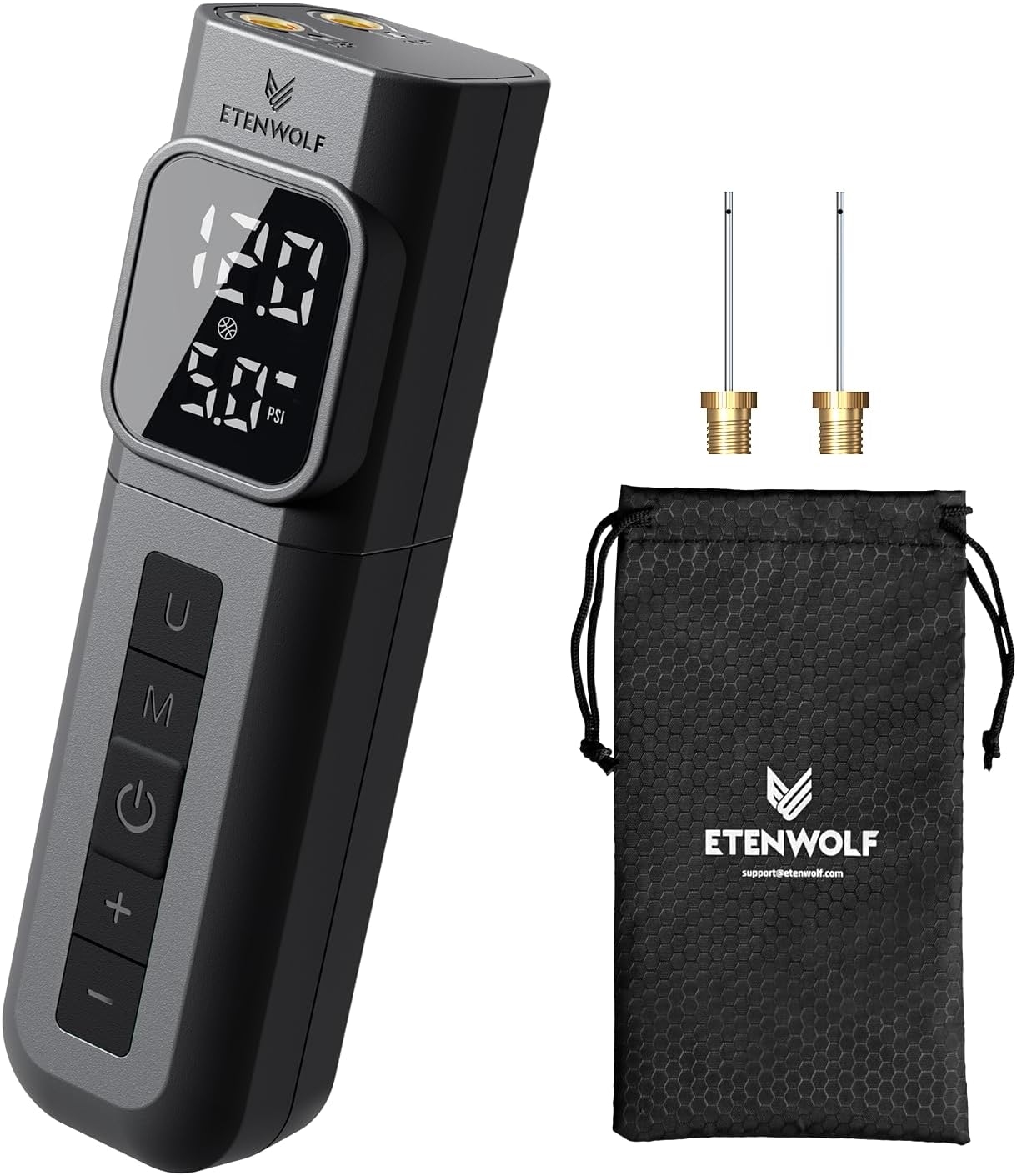 ETENWOLF P200 Electric Ball Pump 2000mAh Air Pump for Sports Balls | with Preset Gauge and Digital LCD Display, Fast Inflation & Deflation for Basketball Soccer Volleyball Football