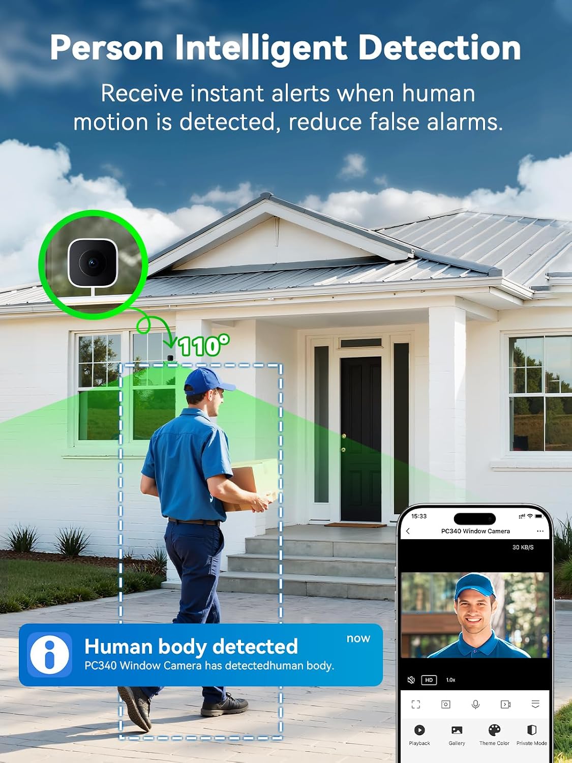 Outinput 3MP 2K No Drill Window Camera for Home Security, 2.4G&5GHz Surveillance Camera with Adjustable View Angle Mount, AI Color Night Vision, Person and Motion Detection, 24/7 Recording, Anti-Glare