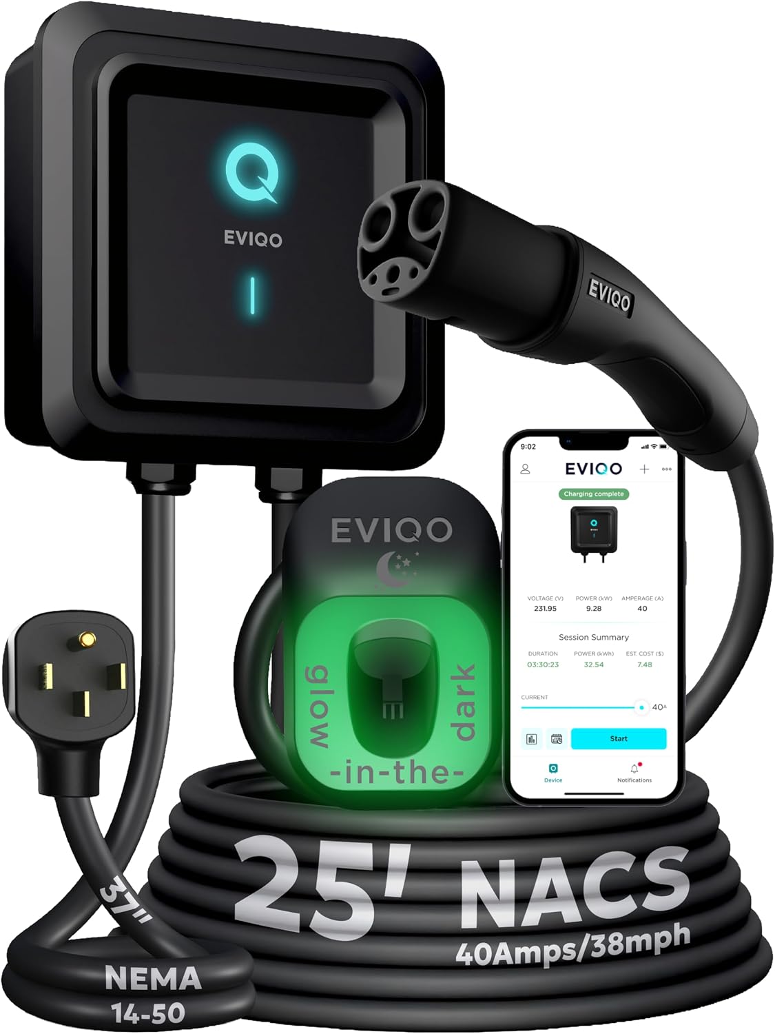 Level 2 EV Charger NACS 40A - NEMA 14-50 Plug in 240V Tesla Charger Level 2
