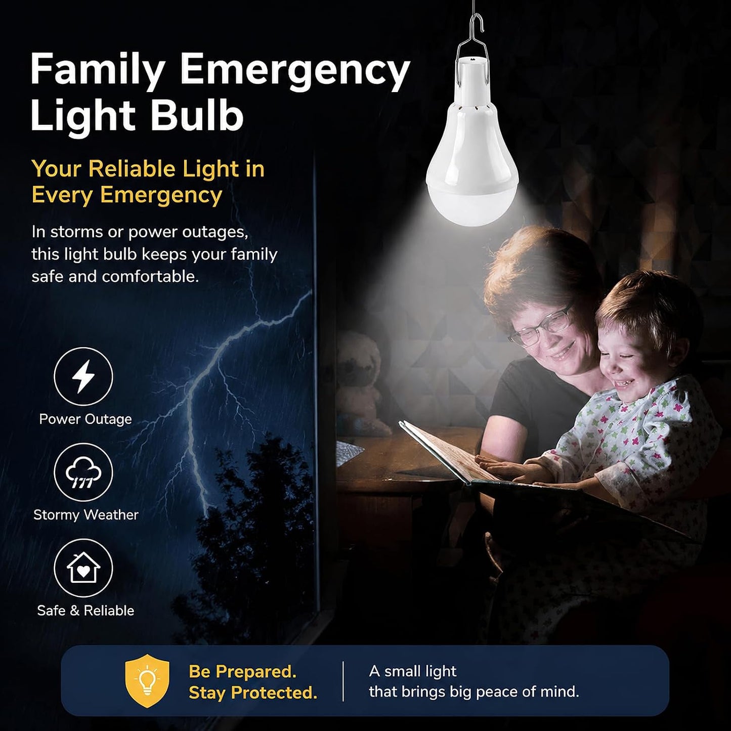 Solar Light Bulbs for Indoor Home and Chicken Coop, Outdoor Waterproof Camping Lamps for Tent, Rechargeable LED Solar Lights for Shed Night, Emergency, 2-Pack