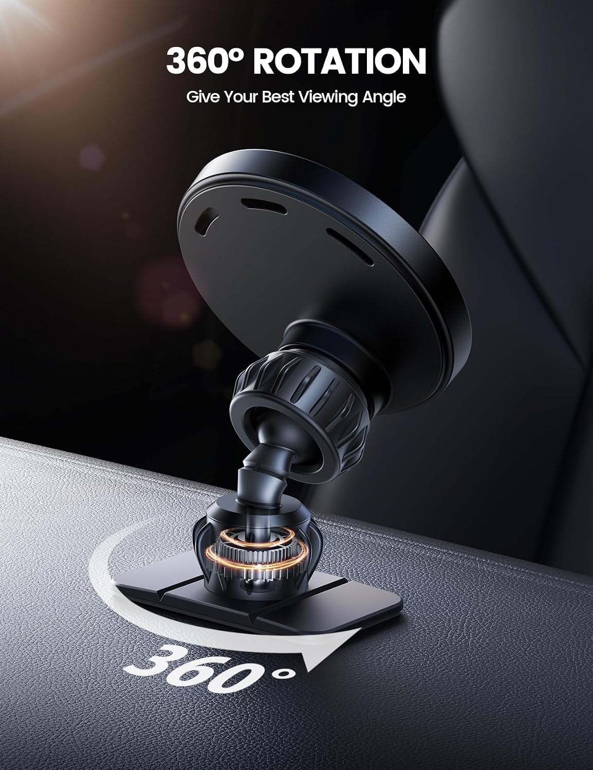 Lamicall 15W for MagSafe Car Mount Charger Vent Dashboard 360° for iPhone | 20x Strong Magnets Wireless Car Phone Holder Charger Phone Holder Accessories for Women Men for iPhone 17 16 15 Pro Max Black
