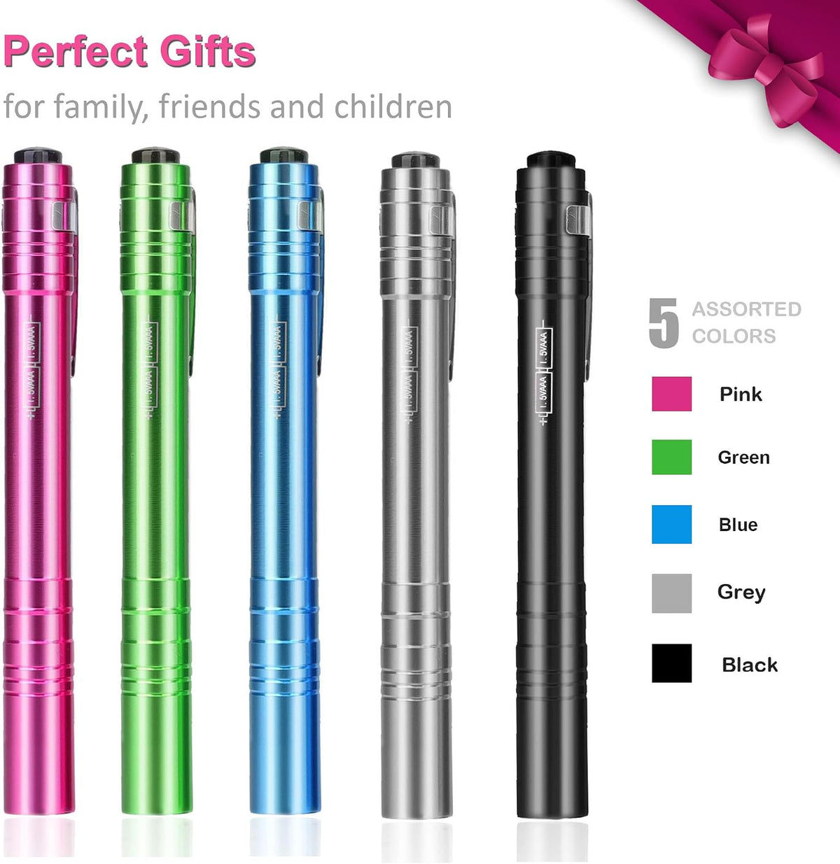 15-Pack LED Pen Light with Clip | Pocket Flashlight Including 30 Dry Batteries, Portable Pen Flashlight for Inspection, Camping, Emergency & Training Use