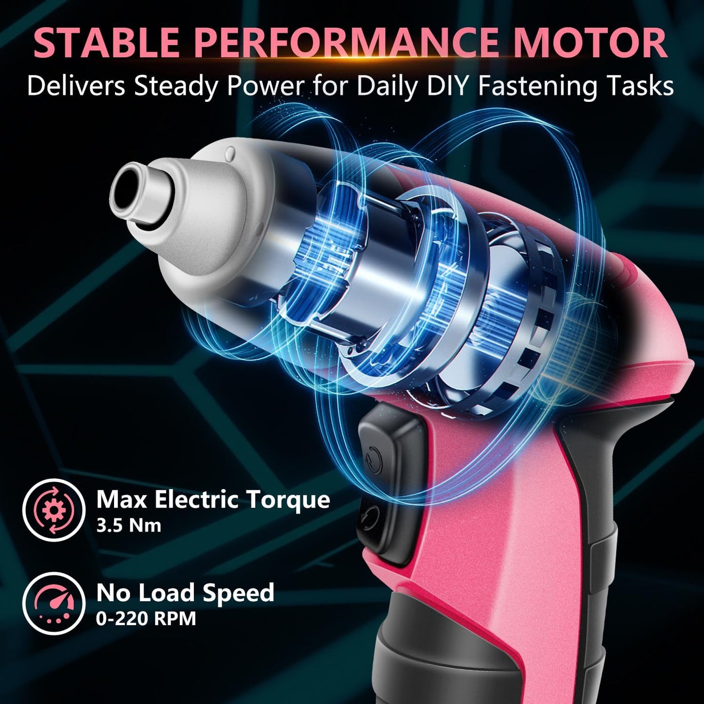 3.6V Electric Cordless Screwdriver, Mini Drill Set, Pink | Rechargeable Power Screwdriver with 26pcs Driver Bit, Ideal for Small Projects, Home DIY&Women