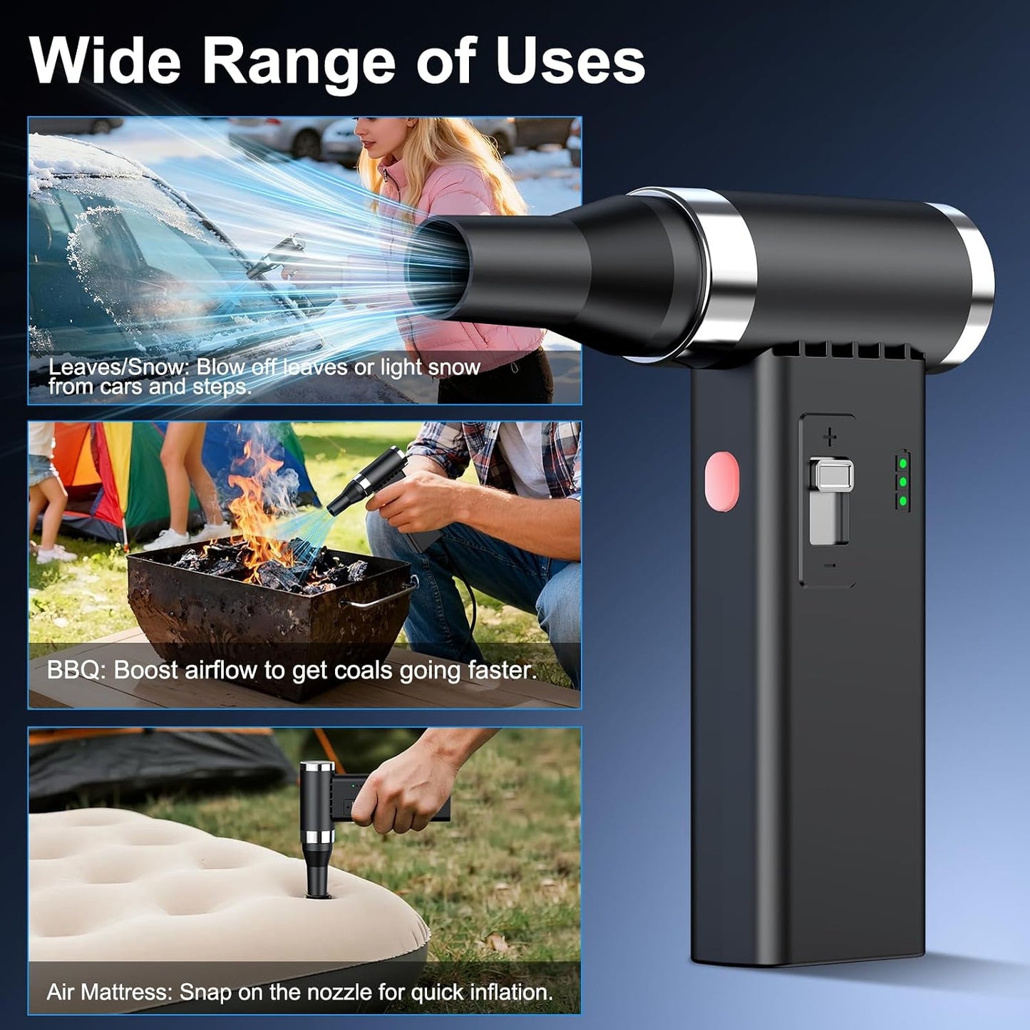 Mini Ultra-Slim Electric Compressed Air Duster 150,000RPM Super Power, Rechargeable Cordless Air Duster, Powerful Airflow for Computer, Keyboard, Outdoor, House and Car