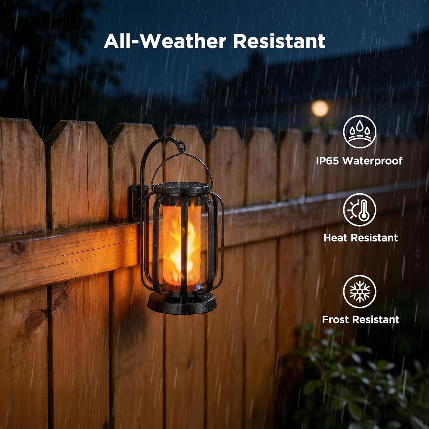 Hompavo Gen2 Solar Lanterns Outdoor Lights with Ultra-Real Flame | USB/Solar Charging & 4-Mode, Waterproof Decorative Hanging/Table Light for Pathway Yard Patio Garden Decor Gifts for Women, 2