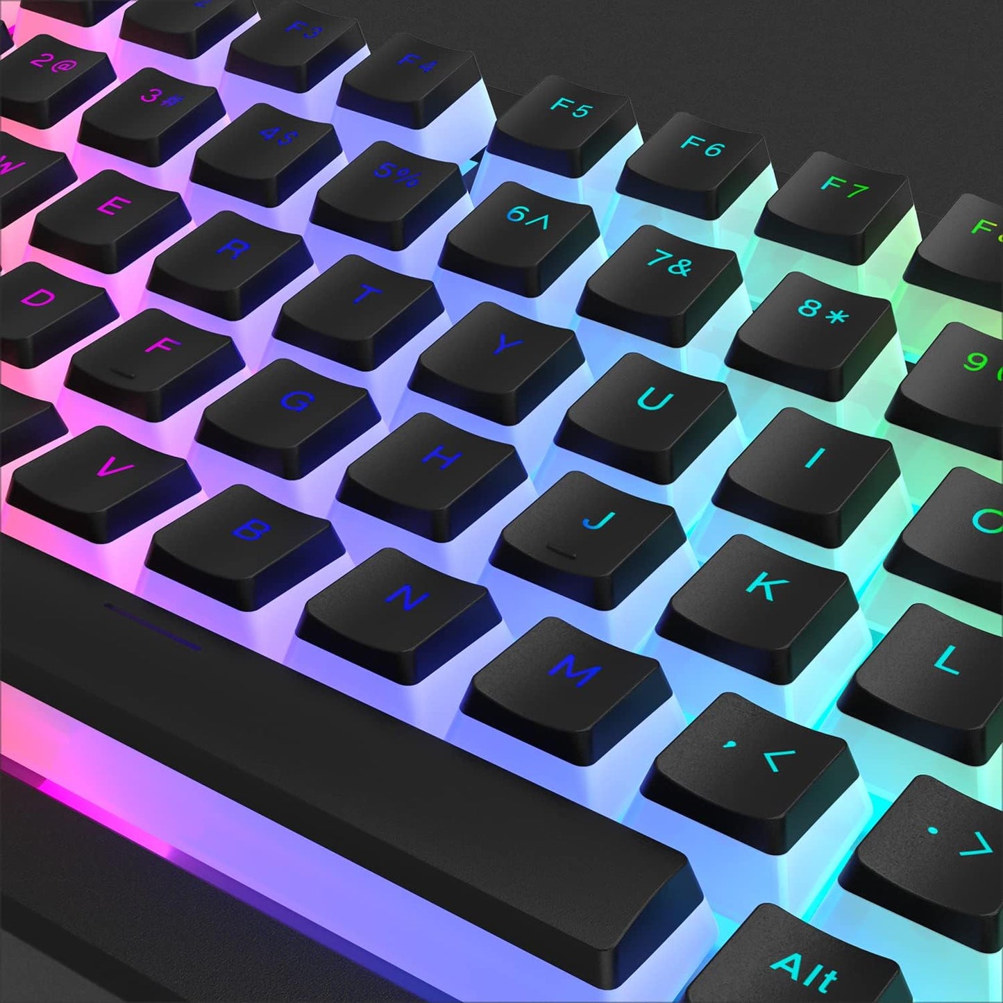 Womier Pudding Keycaps, PBT Shine Through Keycaps Black 164 Keys Set | Custom Key caps Set OEM Profile, Universal Compatiability Mechanical Keyboard Keycaps for 100%, 75%, 65%, 60% Keyboard-Black