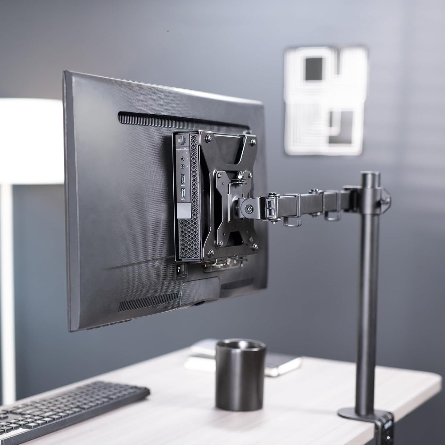 VIVO Behind Monitor Mini PC VESA Mount Designed for Dell OptiPlex Micro CPU, Monitor Arm Computer Holder, Concealed Behind Screen, Desk and Wall Mounting Options, Black, Mount-DLMM2