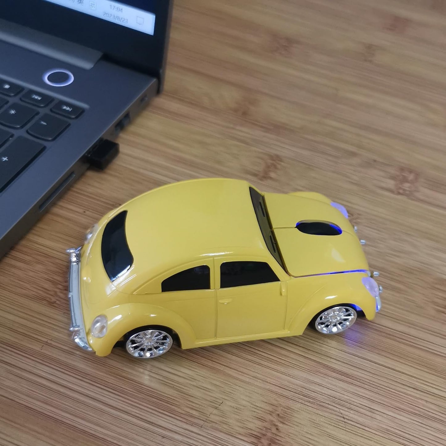 Car Mouse for Computer, Cool and Cute Car-Shaped Mouse, Wireless 2.4Ghz Optical Mice for Laptop PC Mac (Yellow)