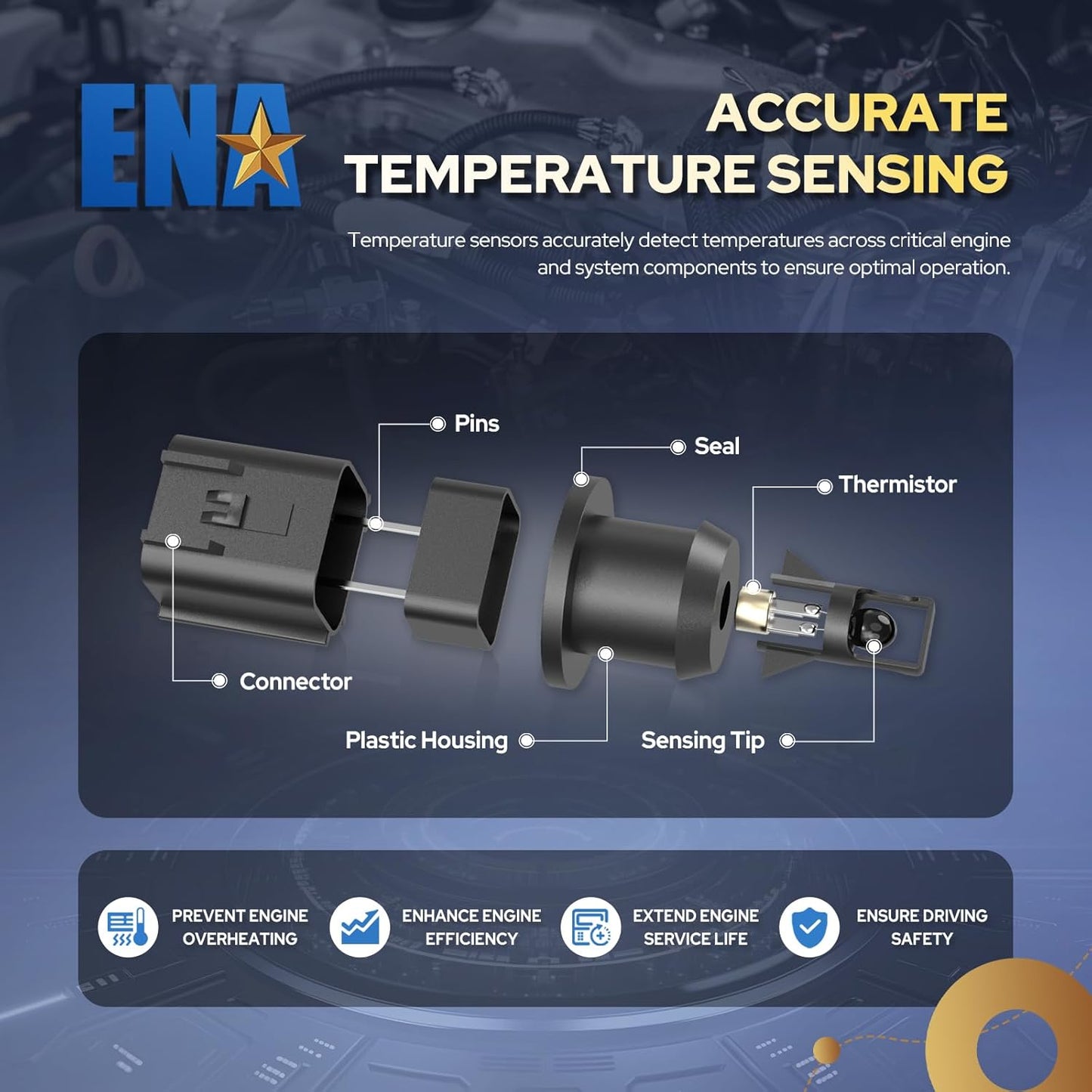 ENA Intake Air Temperature Sensor Compatible with Jeep Ram Dodge Chrysler Wrangler Grand Cherokee 1500 Classic ProMaster 2500 C/V Challenger 300 Pacifica 3.6L V6 2015 2016 2017 2018 Replaces AX241