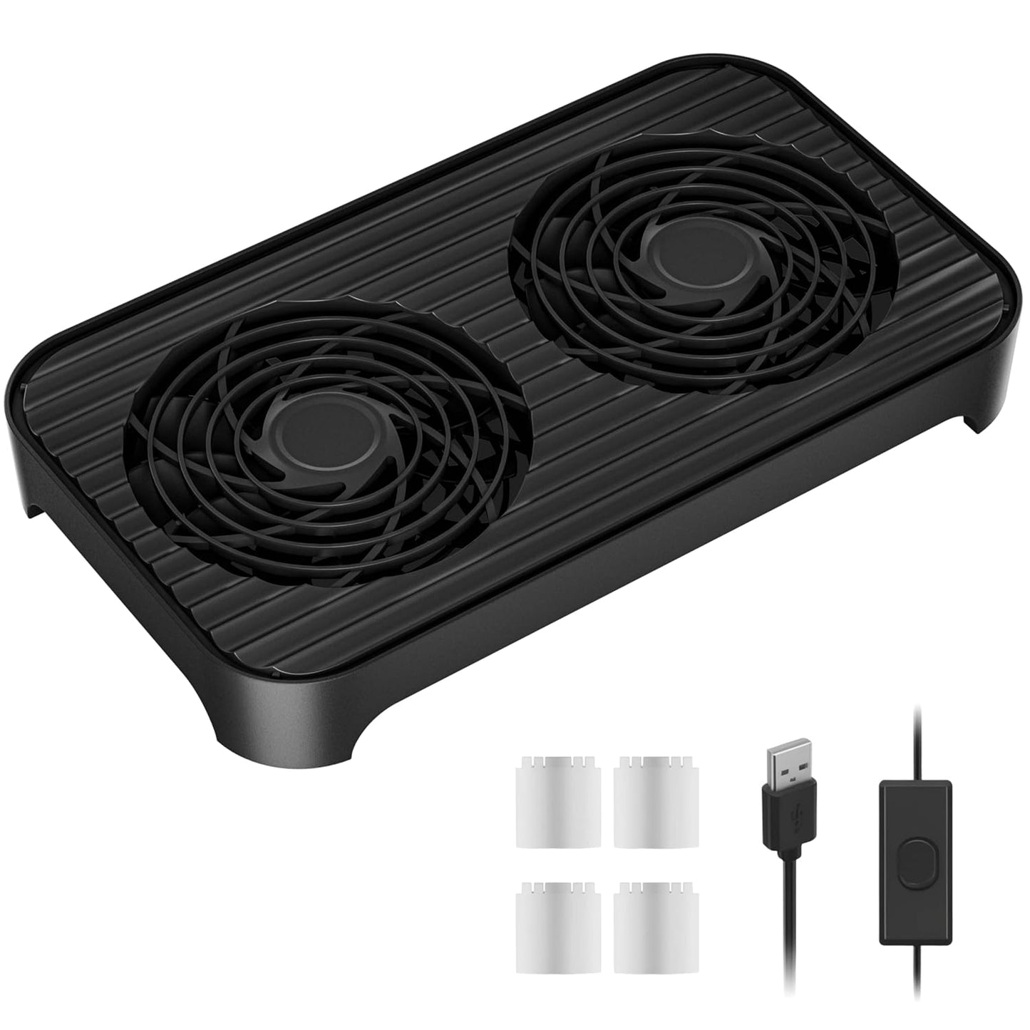 X4 Quiet USB Cooling Fan, High Speed Dual 140mm USB PC Fan with One-Touch Switch, Stackable Design for Router, Laptop, Receiver, Amplifier, DVR, PlayStation, Xbox, Computer Cabinet Cooling