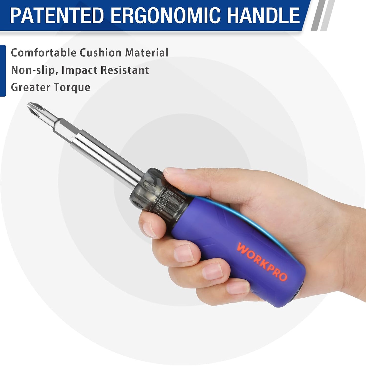 WORKPRO 6-in-1 Basic & 4-in-1 Electronics Screwdriver/Nut Driver Set Tool Confort Grip, 2PCS Portable Screw-driver, 8 Basic & Precision Bits (Philips/Slotted), 2 Nut Driver Sizes