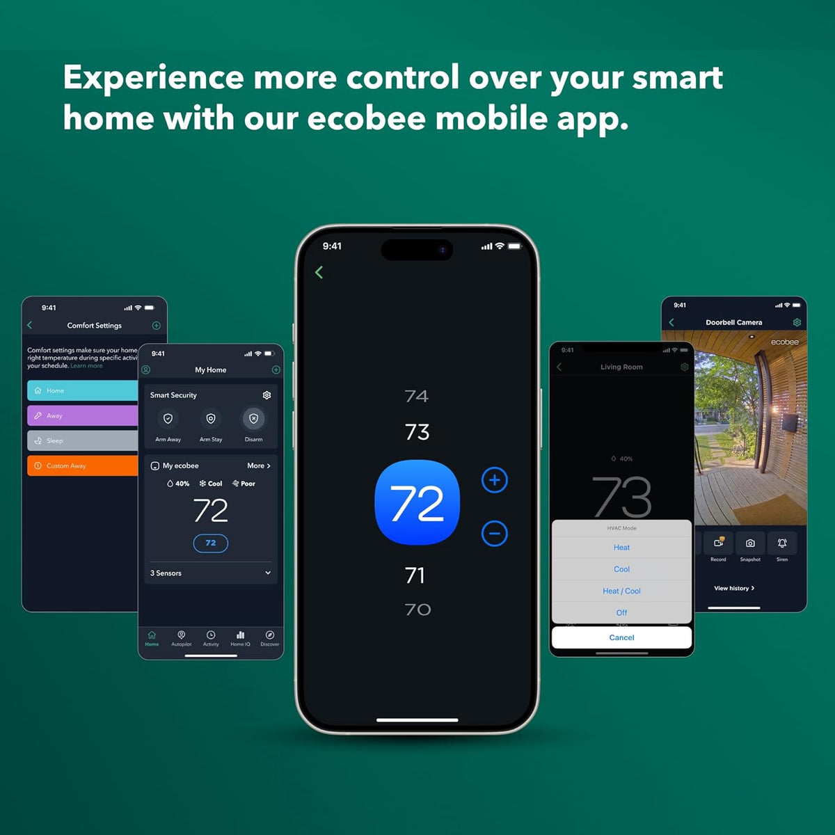 ecobee Smart Thermostat Premium - WiFi, Siri &amp; Alexa Built-In, Smart Sensor | Air Quality Monitor. Works with Alexa, Siri and Google Home. Live view from your ecobee Doorbell. Energy Saving thermostsat
