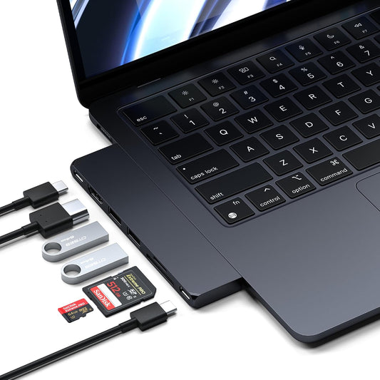 Satechi 7-in-1 USB-C Hub Pro Slim, 100W Charging, 4K HDMI, USB4, Midnight | USB hub, 100W Charging, USB 4, USB 3.2 Gen 2, SD/Micro Card Reader, for Mac, MacBook Air/Pro