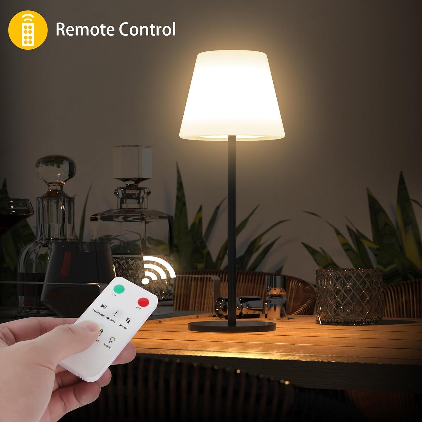 Gewiny Solar Table Lamp Outdoor Solar Lamp Waterproof with Light Sensor,Outdoor Lamps for Patio,Dimmable Warm White and RGB LED Solar Lamp Cordless,Portable Night Light for Garden、Terrace、Camping.
