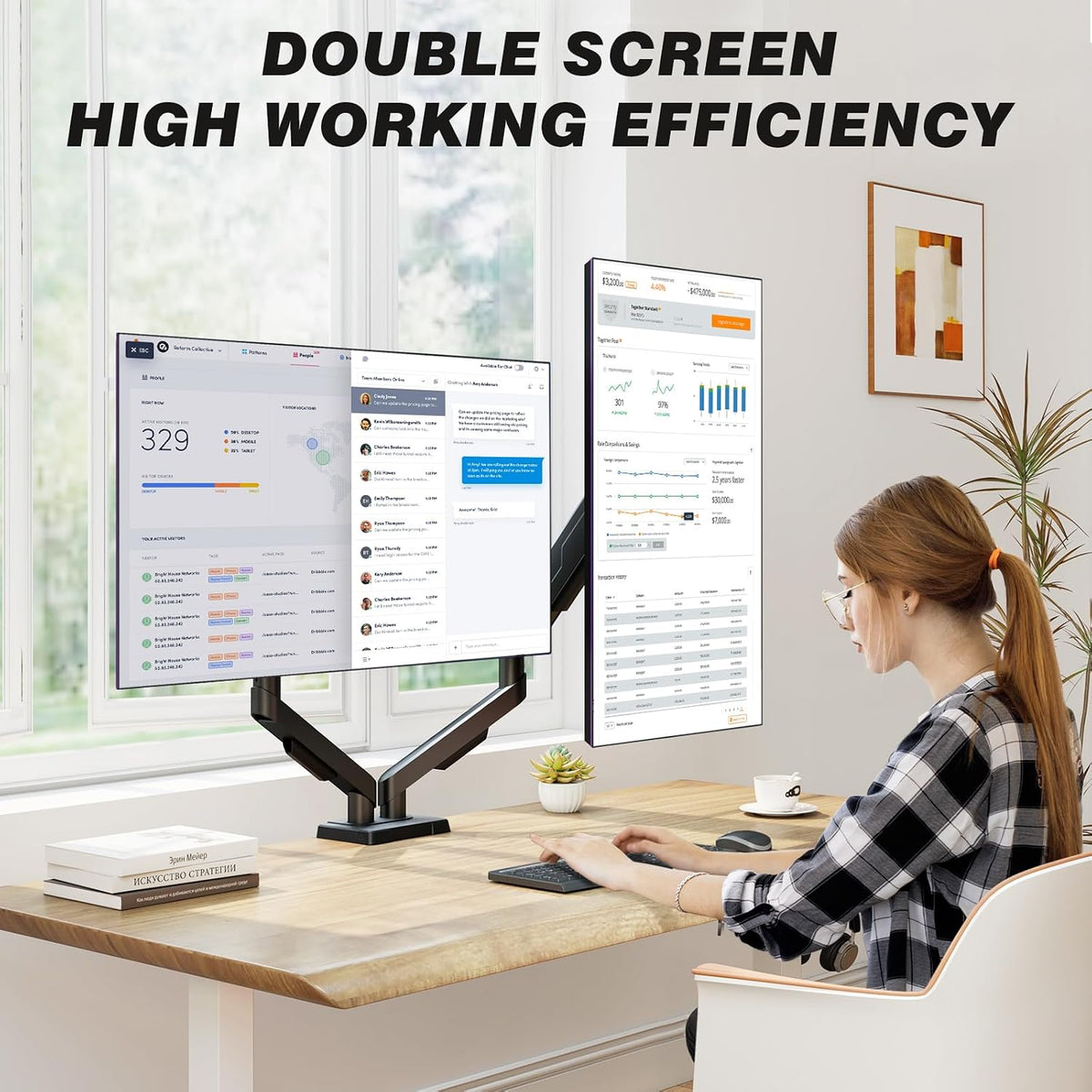 5Rcom Dual Monitor Stand for 17-34 Inch Computer Screens