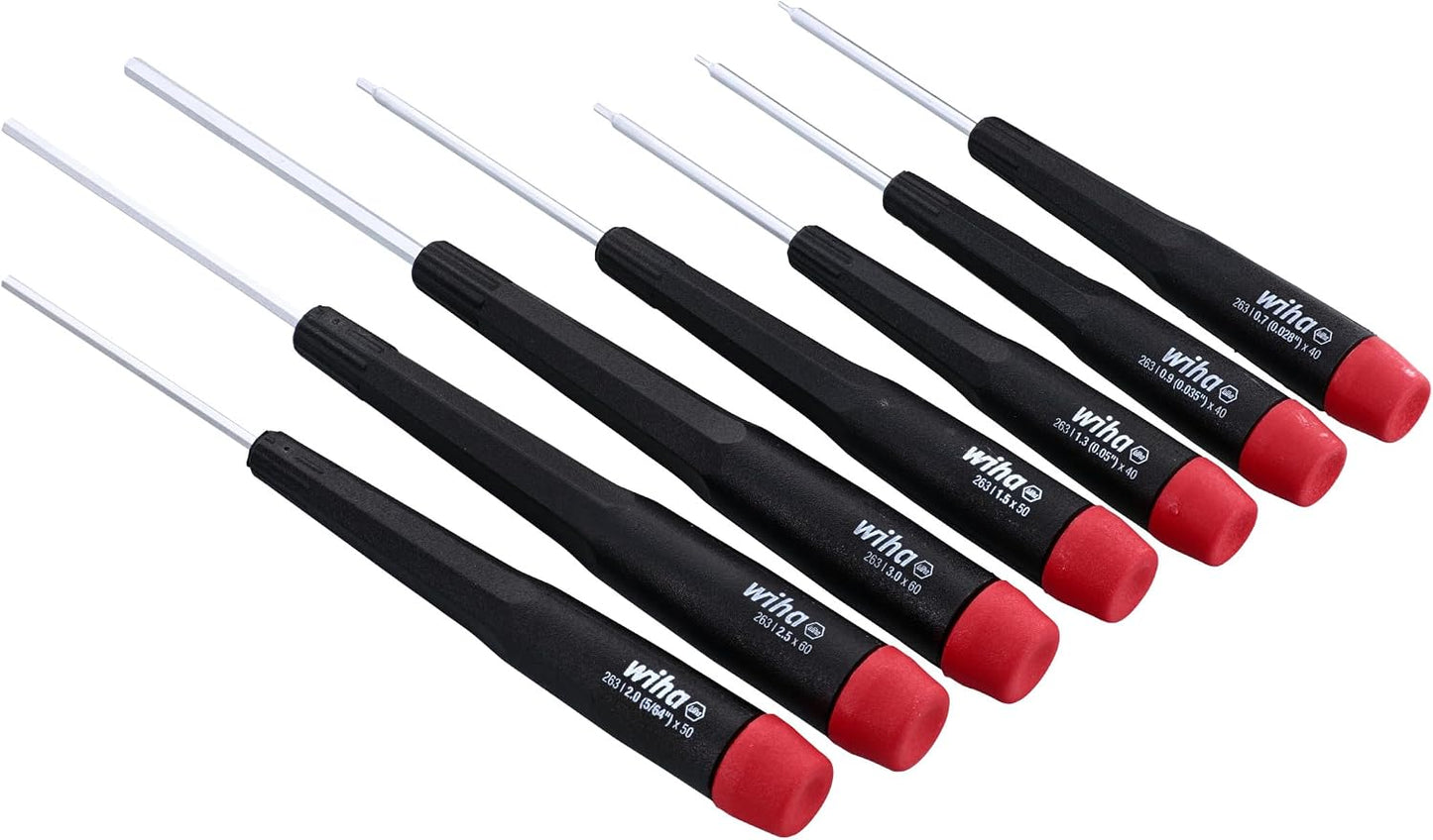 Wiha 26390 Screwdriver Set, Hex Metric With Precision Handle, .7 - 3.0mm, 7 Piece, original version, one size | .7-3.0mm, Original Version, One Size