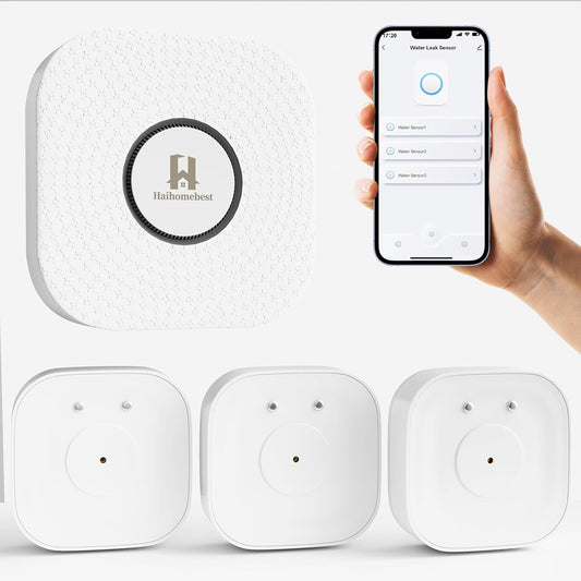 3-Pack Smart Water Leak Detector 110dB Alarm 500ft Range, WiFi Home Sensors for Basement/Bathroom - App Alerts & Email Notifications, Prevent Flood Damage