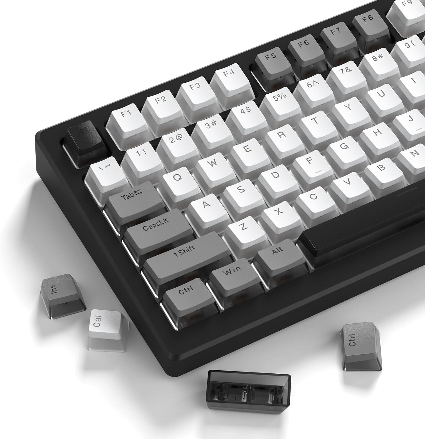 Womier Pudding Keycaps, PBT Shine Through Keycaps Black 164 Keys Set | Custom Key caps Set OEM Profile, Universal Compatiability Mechanical Keyboard Keycaps for 100%, 75%, 65%, 60% Keyboard-Black