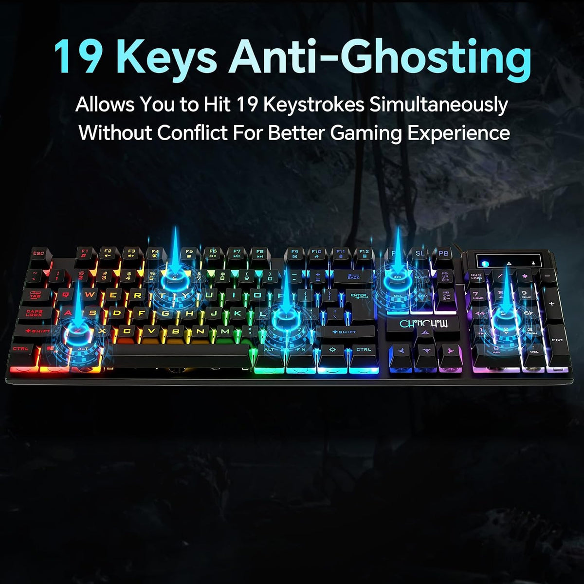 CHONCHOW Gaming Keyboard and Mouse Combo, Wired RGB Backlit for PC Gamer | Mechanical Feel, Anti-ghosting, USB Light Up Keyboard 3200DPI Gaming Mouse, LED Gaming Set for Laptop PS4 Xbox Mac Game Work
