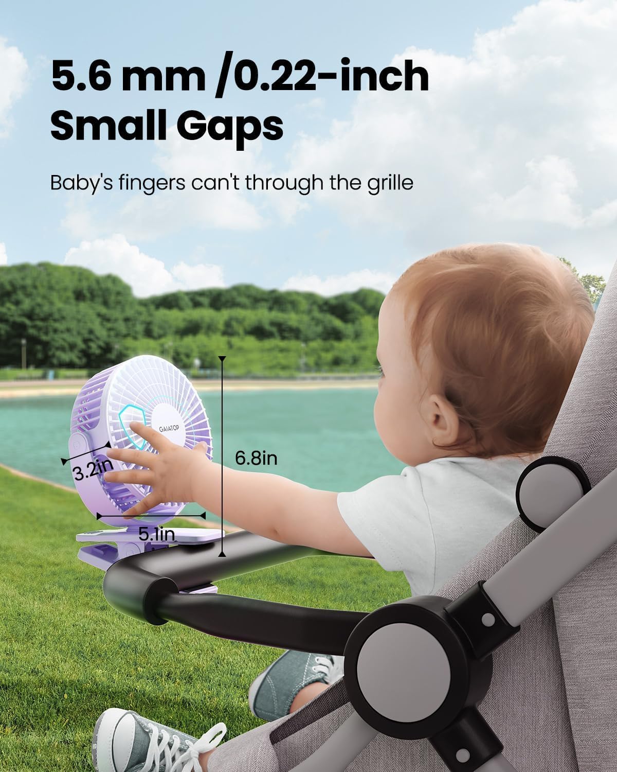 Gaiatop Portable Clip on Fan, Mini Personal Rechargeable Fan | Battery Operated, Small 3 Speed Quiet 360° Rotate, Cooling for Desk Table Home Office Stroller Camping Women Gifts Purple