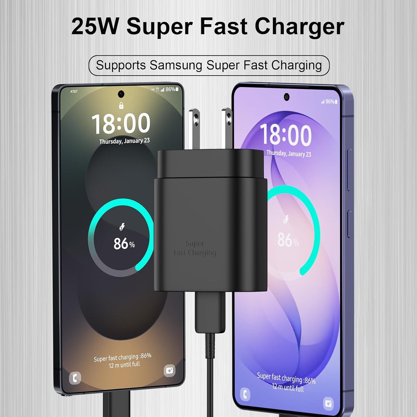 USB C Charger 25W Type C Charger Fast Charging Android Charger S26 S25 S24 Super Fast Charger for Samsung Phone with 10Ft USB C Cable Cord for Samsung Galaxy S26 S25 S24 S23 S22 S21 Ultra Plus,Black