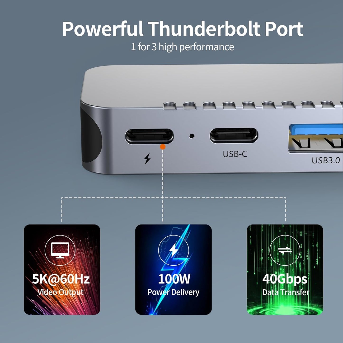 USB C Hub Adapter for MacBook Pro/Air Docking Station 8-in-2 for Mac Book Accessories Dongle HDMI 4K@30Hz, Thunderbolt 4/3, USB 3.0, SD/TF Card Reader, USBC Dock Multiport Adapter (Not Work with Neo)