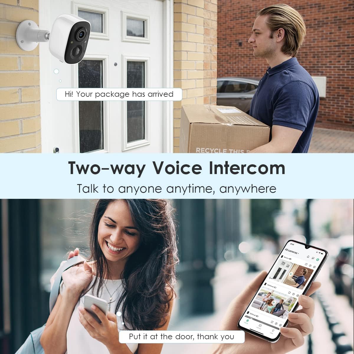 GMK 2 Pack Security Cameras Wireless Outdoor, 2K Video, Motion Detection | Color Night Vision, 3-Minute Setup, 2-Way Talk, IP65 Waterproof, for Indoor&amp;Outdoor, VicoHome, 2.4GHz WiFi, SD/Cloud Storage