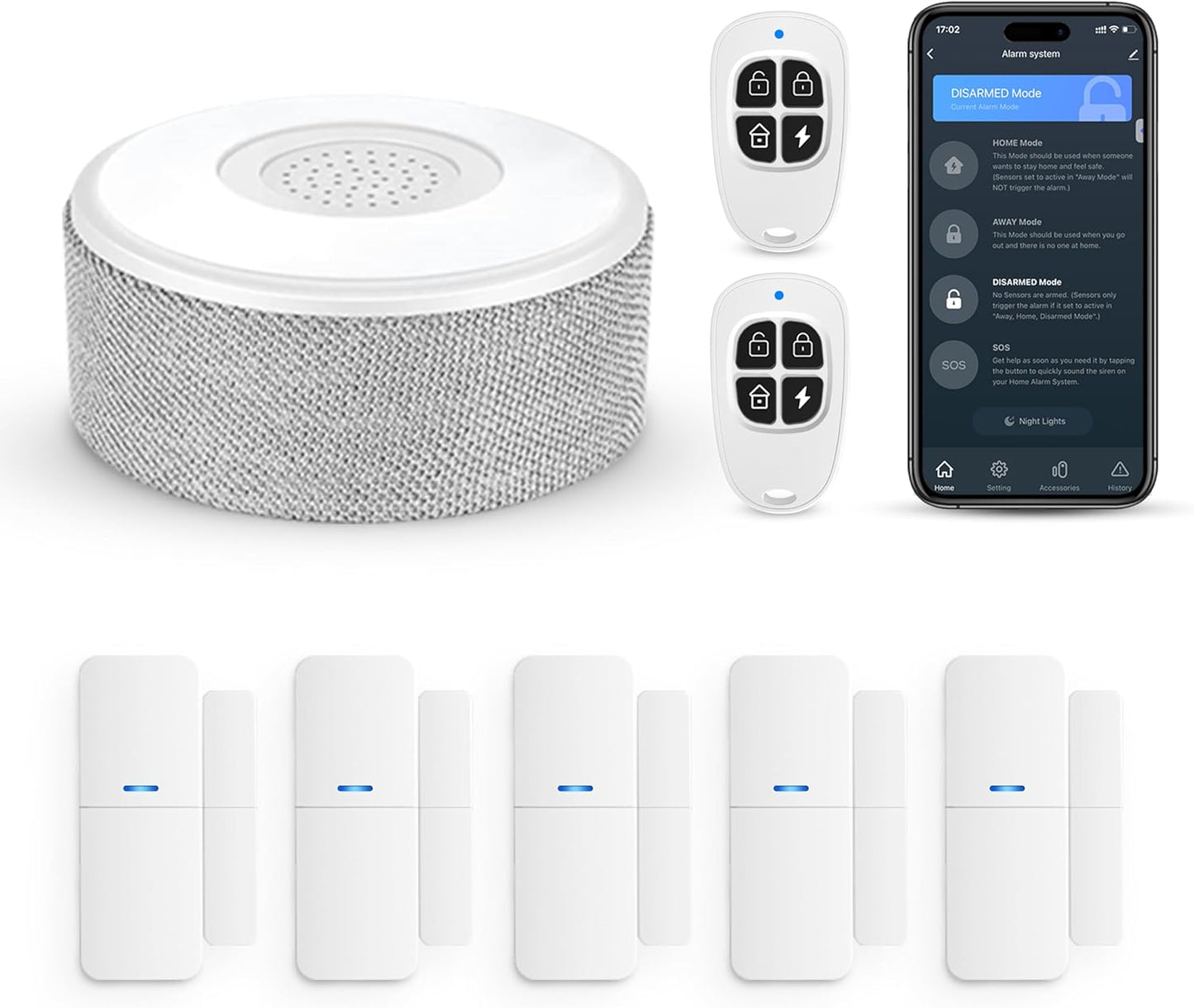 WiFi Door Alarm System, 8-Piece DIY Wireless Alarm Kit with Door Sensors | 120dB Alarm, 8-Hour Backup Battery, Real-Time Alerts, Easy DIY Installation, No Subscription, Ideal for Homes & Apartments