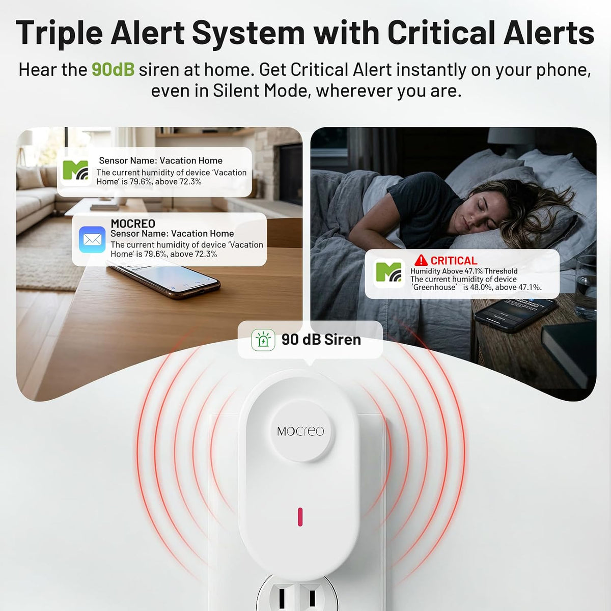 MOCREO 2000ft Remote Temperature Humidity Monitor, 3 Sensors, Freeze Alert