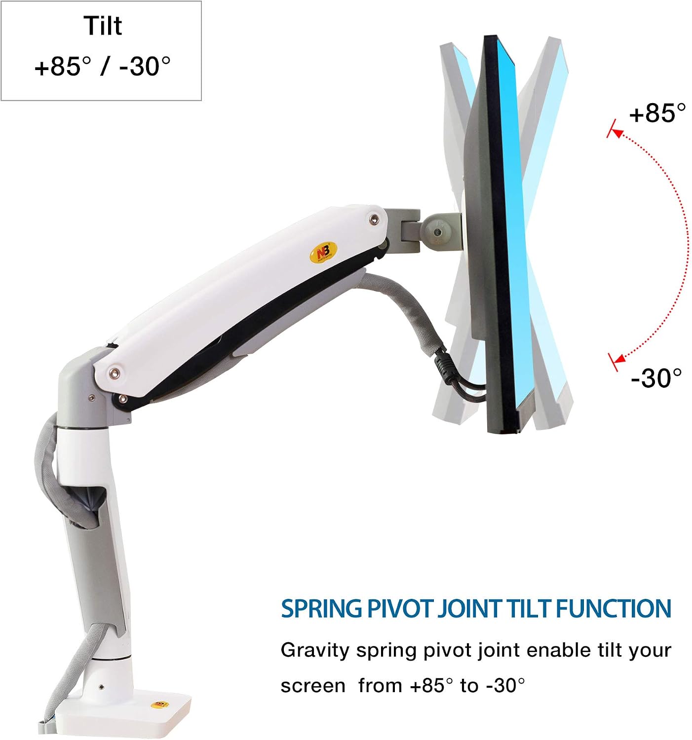 NB North Bayou Monitor Desk Mount Ultra Wide Full Motion Swivel Long Arm with Gas Spring for 22''-35''Monitors from 6.6 to 26.4lbs Height Adjustable Monitor Stand G70-W