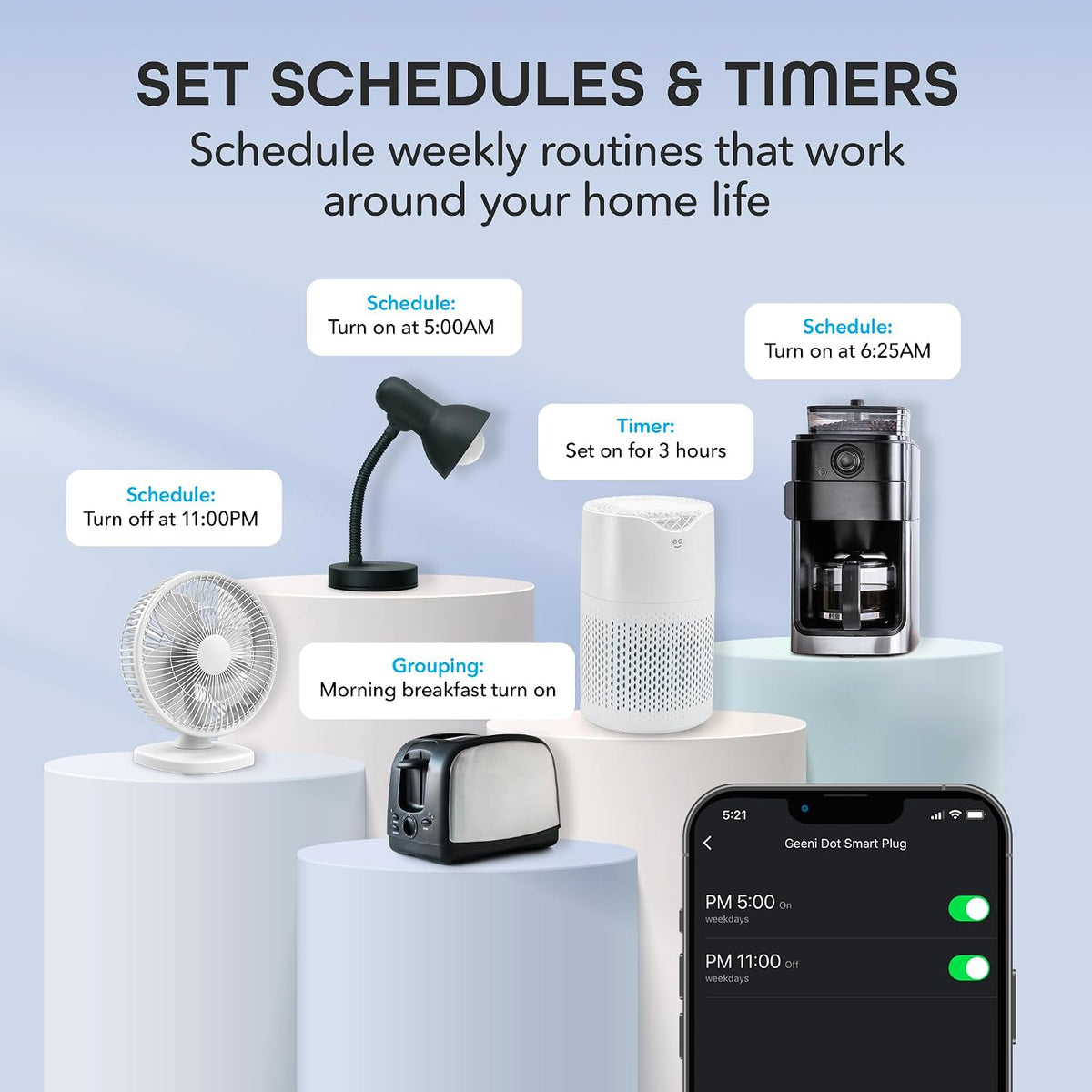 Geeni Dot Plug, 2.4 GHz Wi-Fi, Fire-Resistant, Schedule & Timer, 1-Pack
