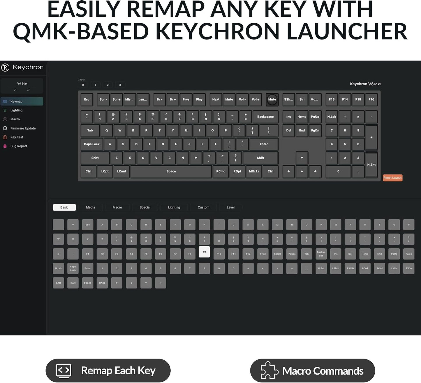 Keychron V6 Max Wireless QMK Mechanical Keyboard 2.4 GHz & Bluetooth | Full-Size Layout Custom with Hot-swappable Gateron Brown Switch RGB Backlight Compatible with Mac Windows Linux - Black