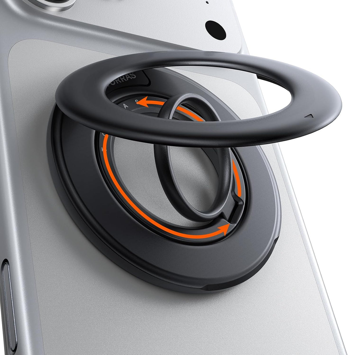 TORRAS 2025 Flagship 360 Magnetic Phone Grip Ring Holder Kickstand, Black | [2-Sided Magnetic] [360 Rotation] Fit for MagSafe Accessories for iPhone 17 16 15 14 13 12 11 Samsung, Google, Black