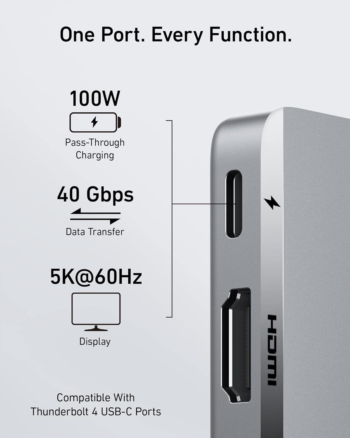 Anker USB-C Hub for MacBook, 7-in-2 Mac Dock with 4K@60Hz HDMI | Thunderbolt 4 Compatible, USB-C and 2 USB-A 5Gbps Data Ports, for MacBook Pro, MacBook Air M4/M5 and More (Not Work with Neo)