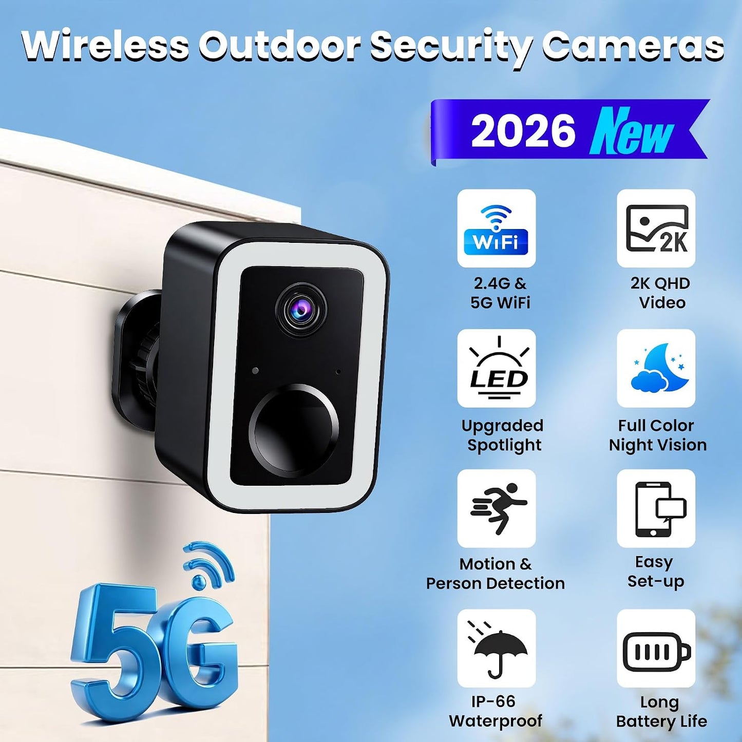 aidowocam 【2 Pack】 Security Cameras Wireless Outdoor, Color Night Vision Even in the Dark, AI Motion Detection & Spotlight Siren Alarm, 2-Way Audio Battery Powered Camera for Home Security
